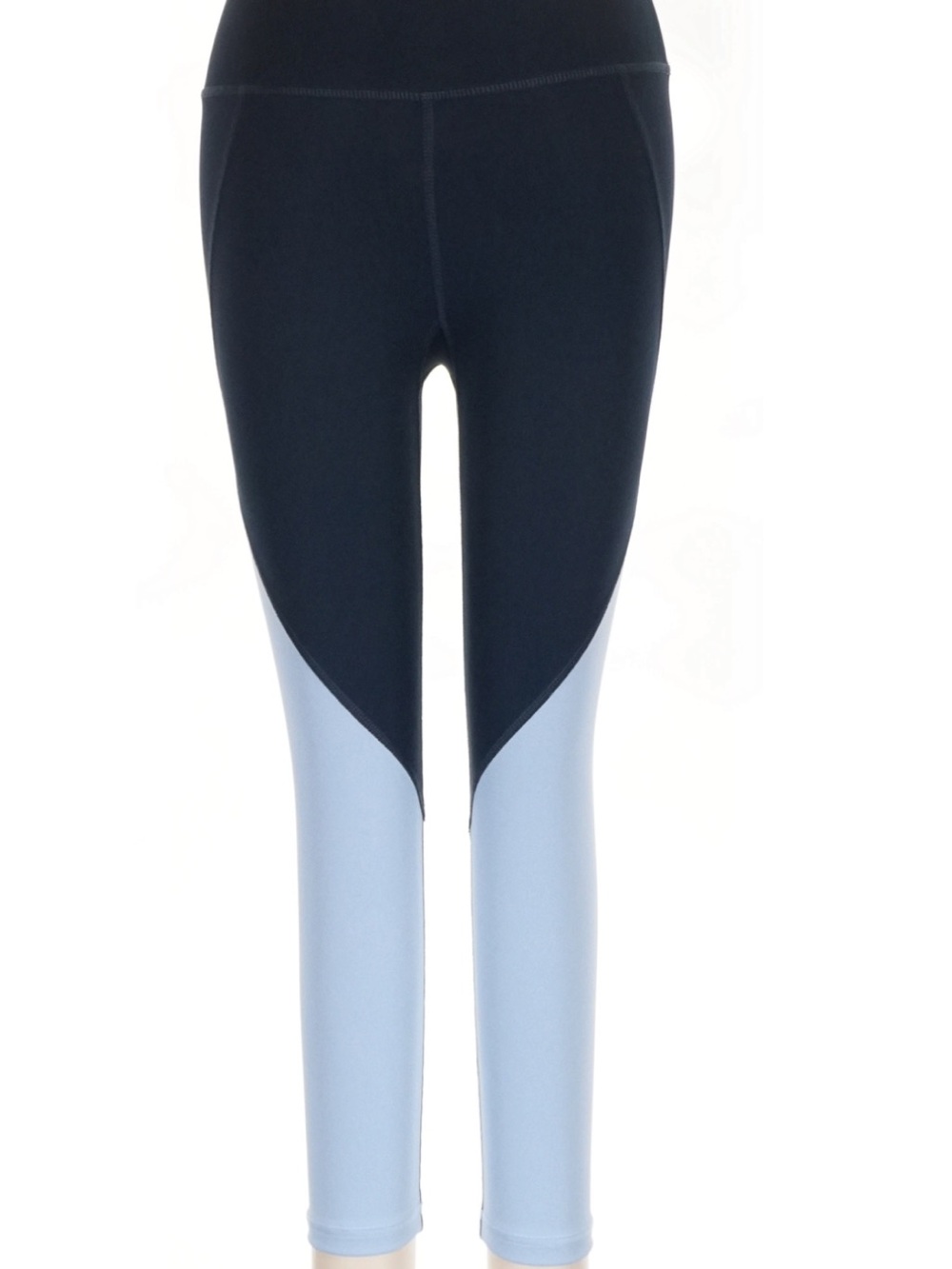 Colorblock High-Waist Leggings in Navy and Light Blue